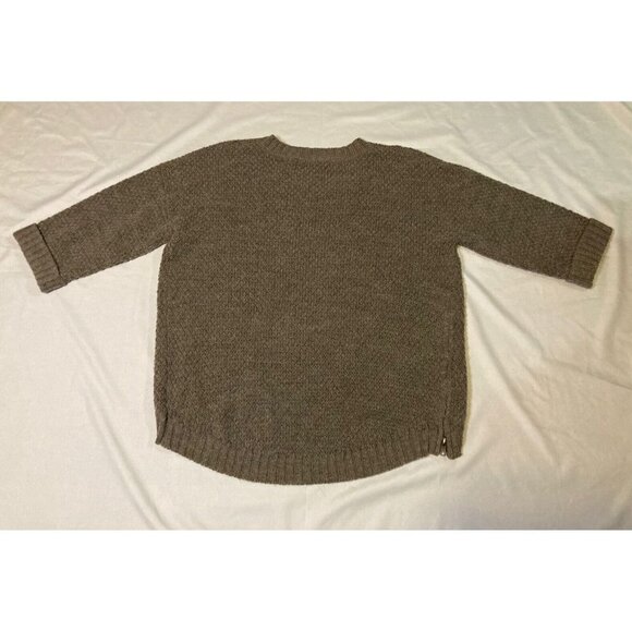 360 Sweater Cropped Cable Knit 1/2 Sleeve High Low Wool Alpaca Brown Size XS - Picture 7 of 8